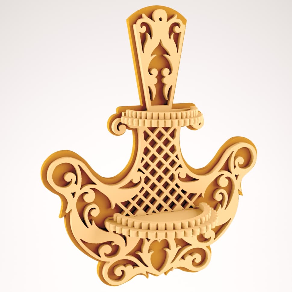 Ornate Wall Mounted Shelf Vector Design - Laser Cut DXF File