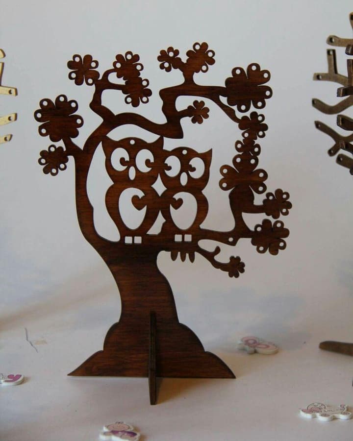 Owl Couple Jewelry Stand Laser Cut Vector File