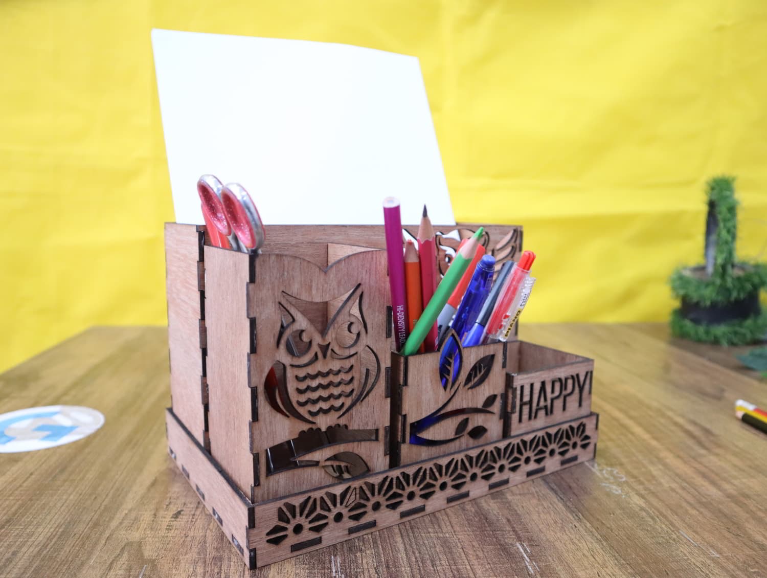 Owl Desk Organizer Laser Cut Vector File (DXF, SVG, CDR)
