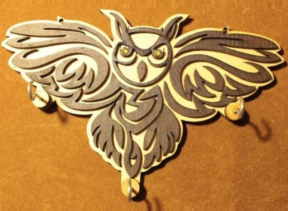 Owl Wall Key Holder Laser Cut Vector File (DXF)
