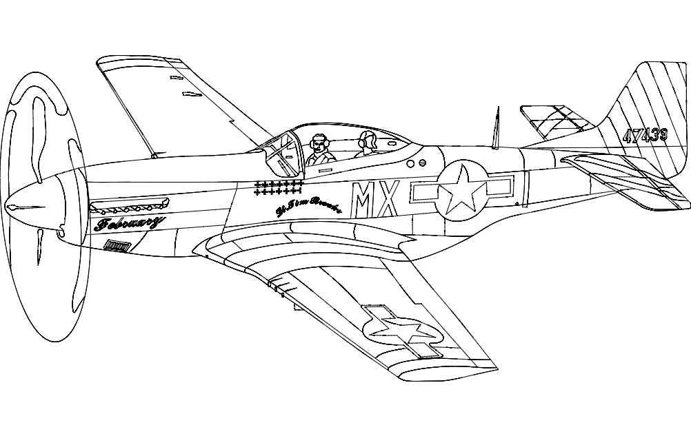 P-51 Mustang Fighter Plane Vector File for CNC Laser Cutting