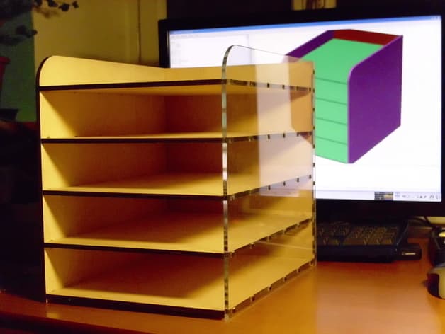Parametric Desktop Filing Rack - DXF Vector