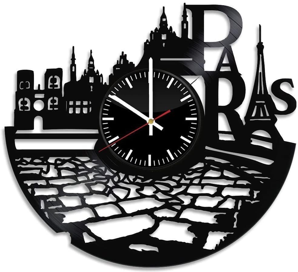 Paris City Skyline Wall Clock DXF Vector File for Laser Cutting