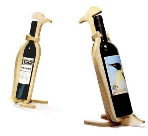 Penguin Wine Bottle Holder Vector Design for Laser Cutting