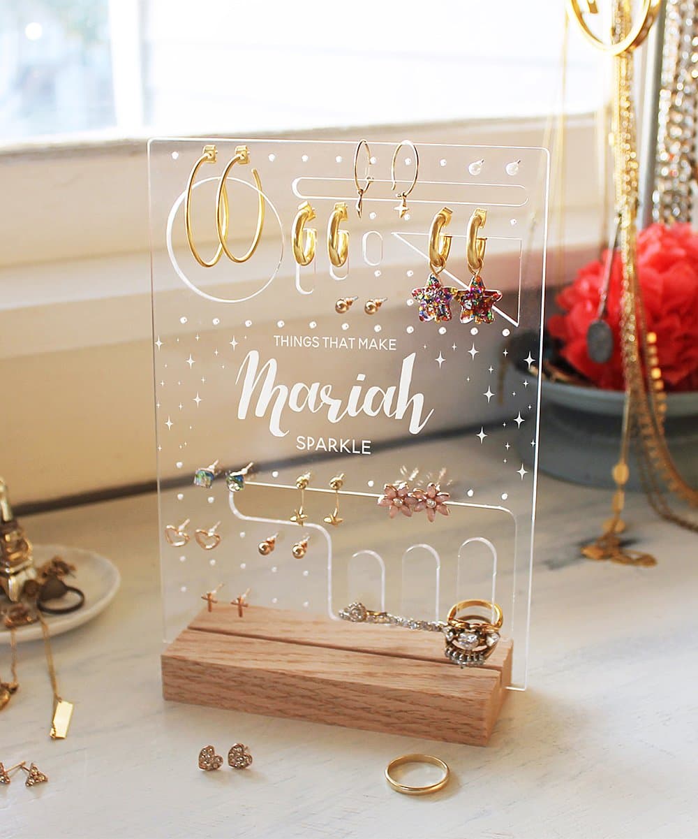 Personalized Acrylic Earring Holder & Jewelry Stand DXF SVG