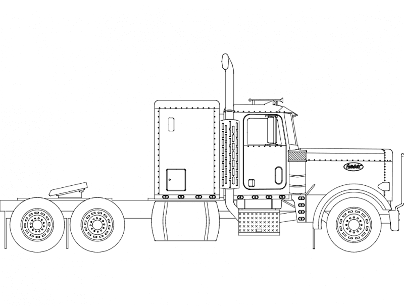 Peterbilt Semi Truck Vector File for Laser Cutting (DXF)