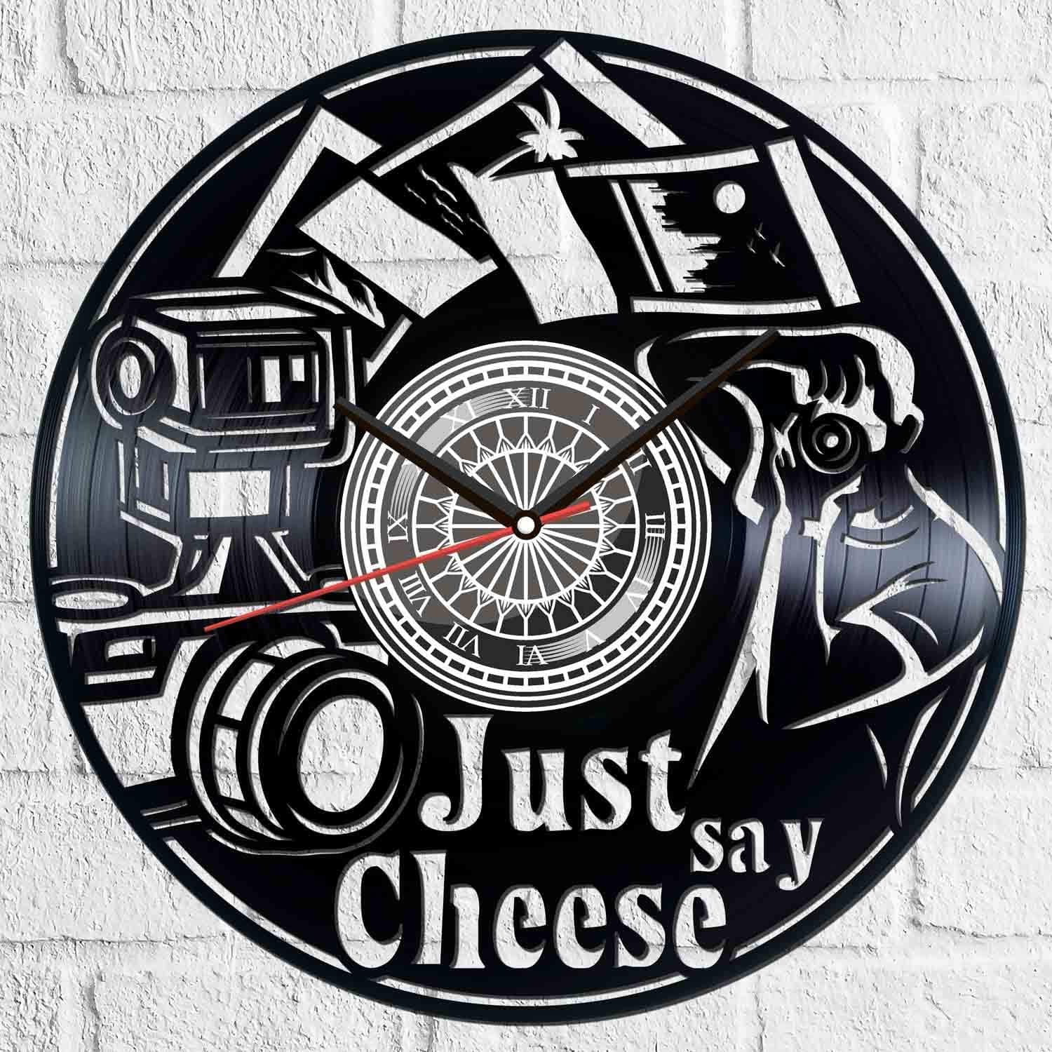 Photography Theme Vinyl Record Wall Clock Laser Cut Vector File