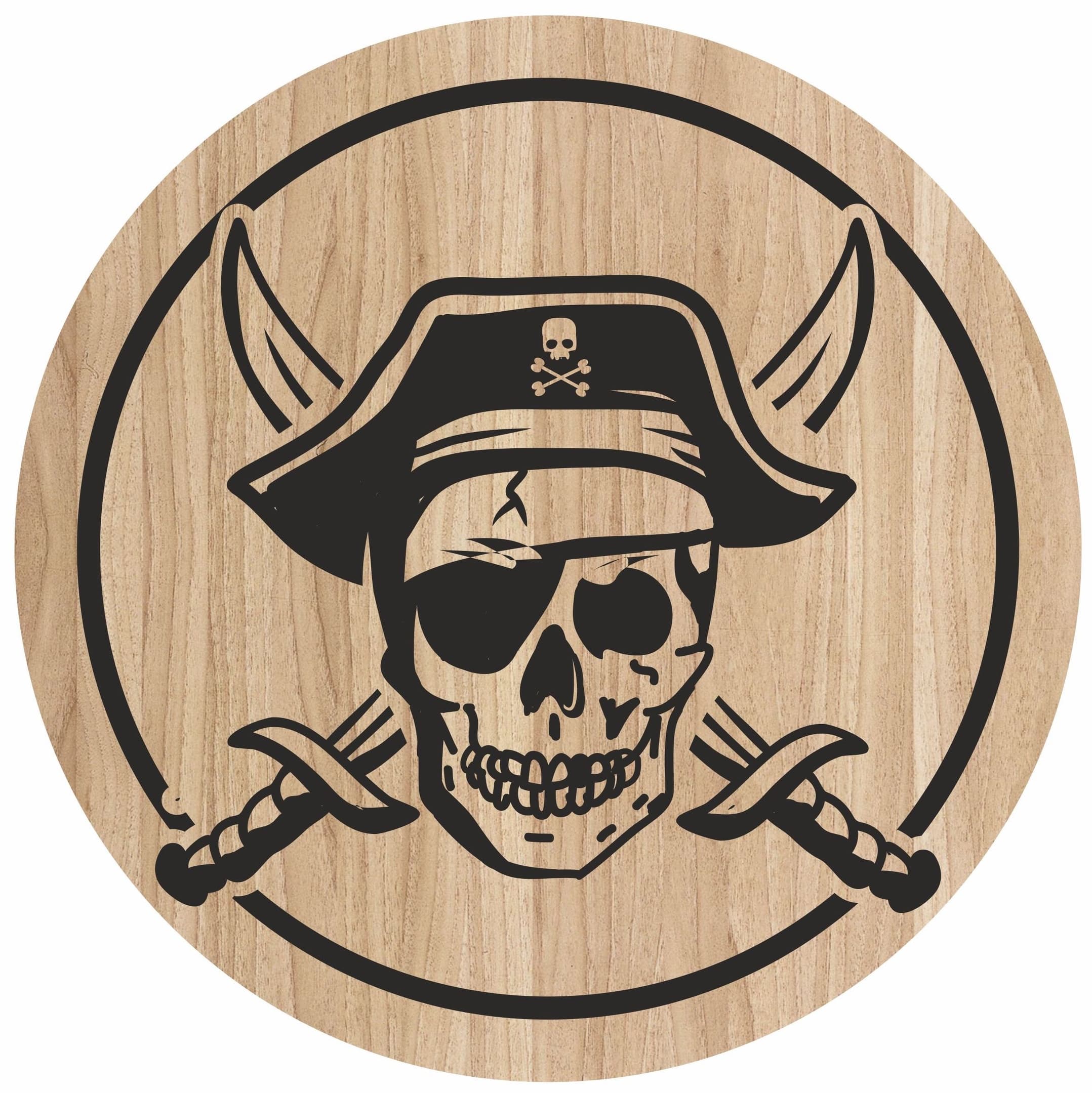 Pirate Skull with Sabers Vector Design for Laser Cutting