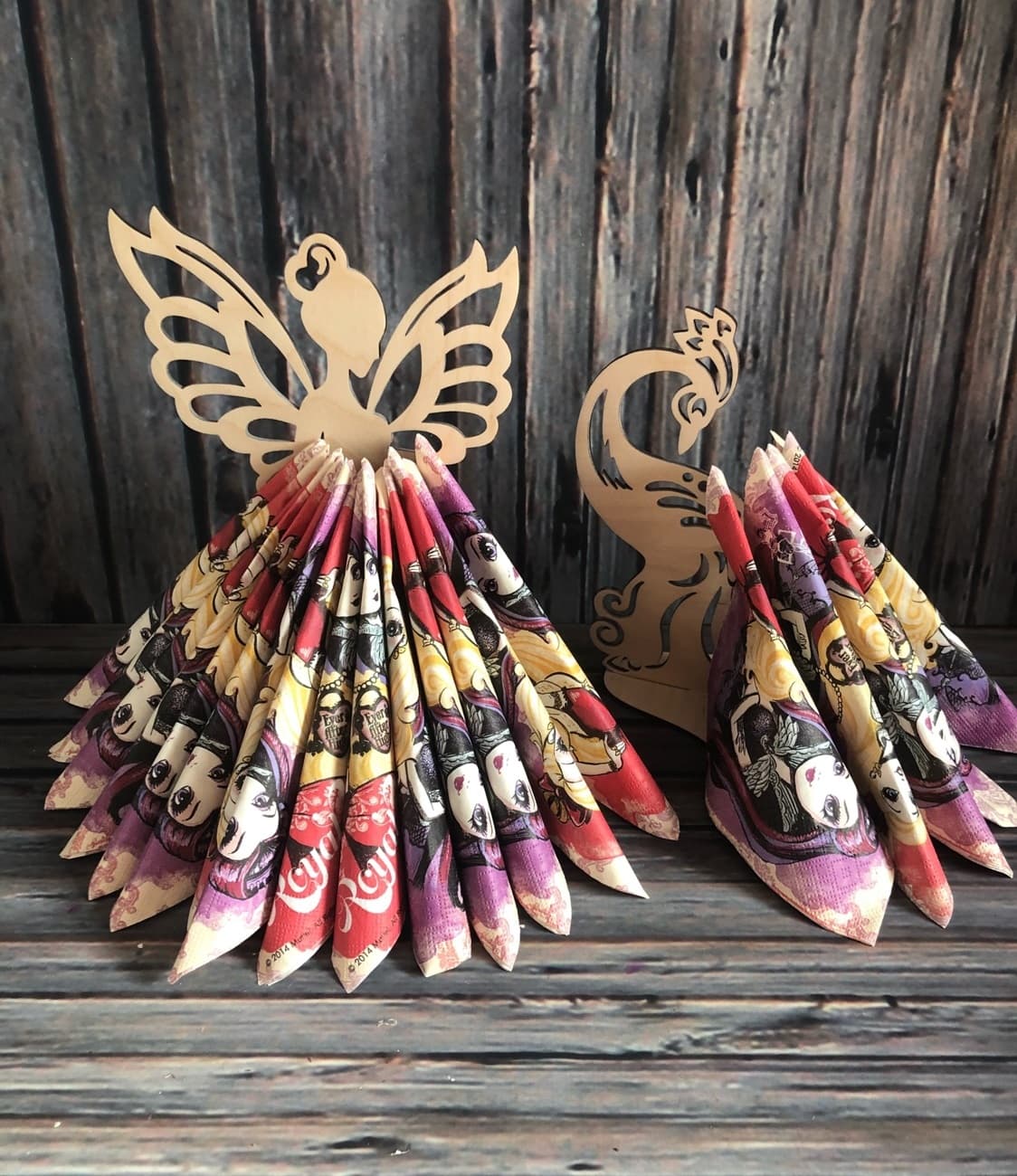 Princess and Peacock Napkin Holder Laser Cut Files (SVG, DXF)
