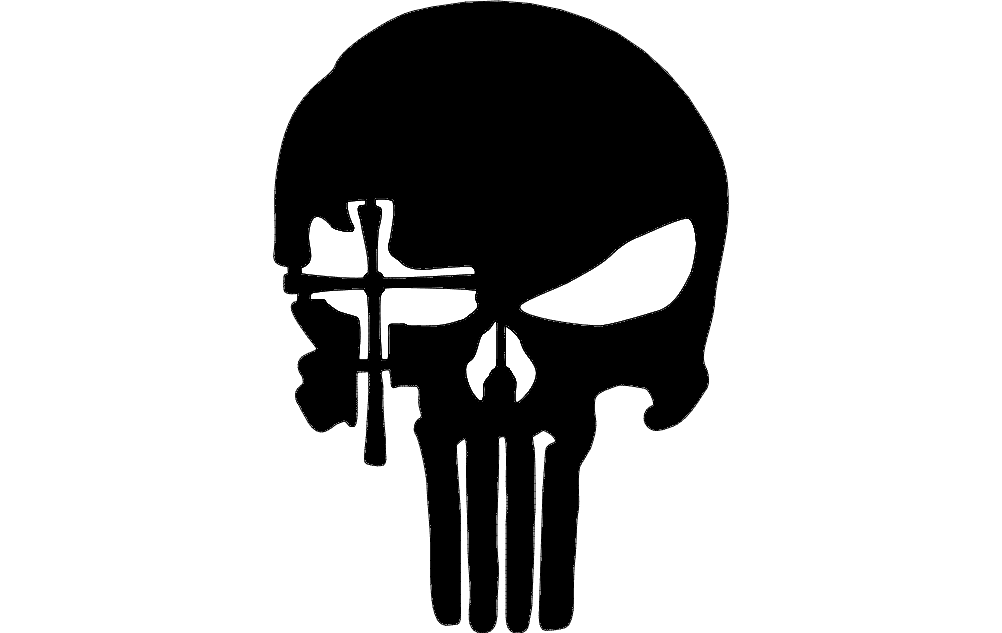 Punisher Skull with Cross DXF Vector File for Laser Cutting