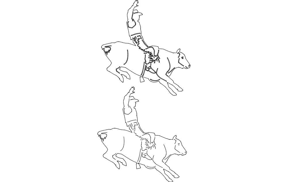 Rodeo Cowboy Bull Riding Vector Design DXF File