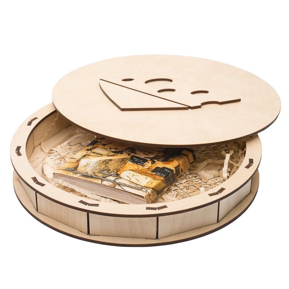 Round Wooden Cheese Gift Box Laser Cut Vector File