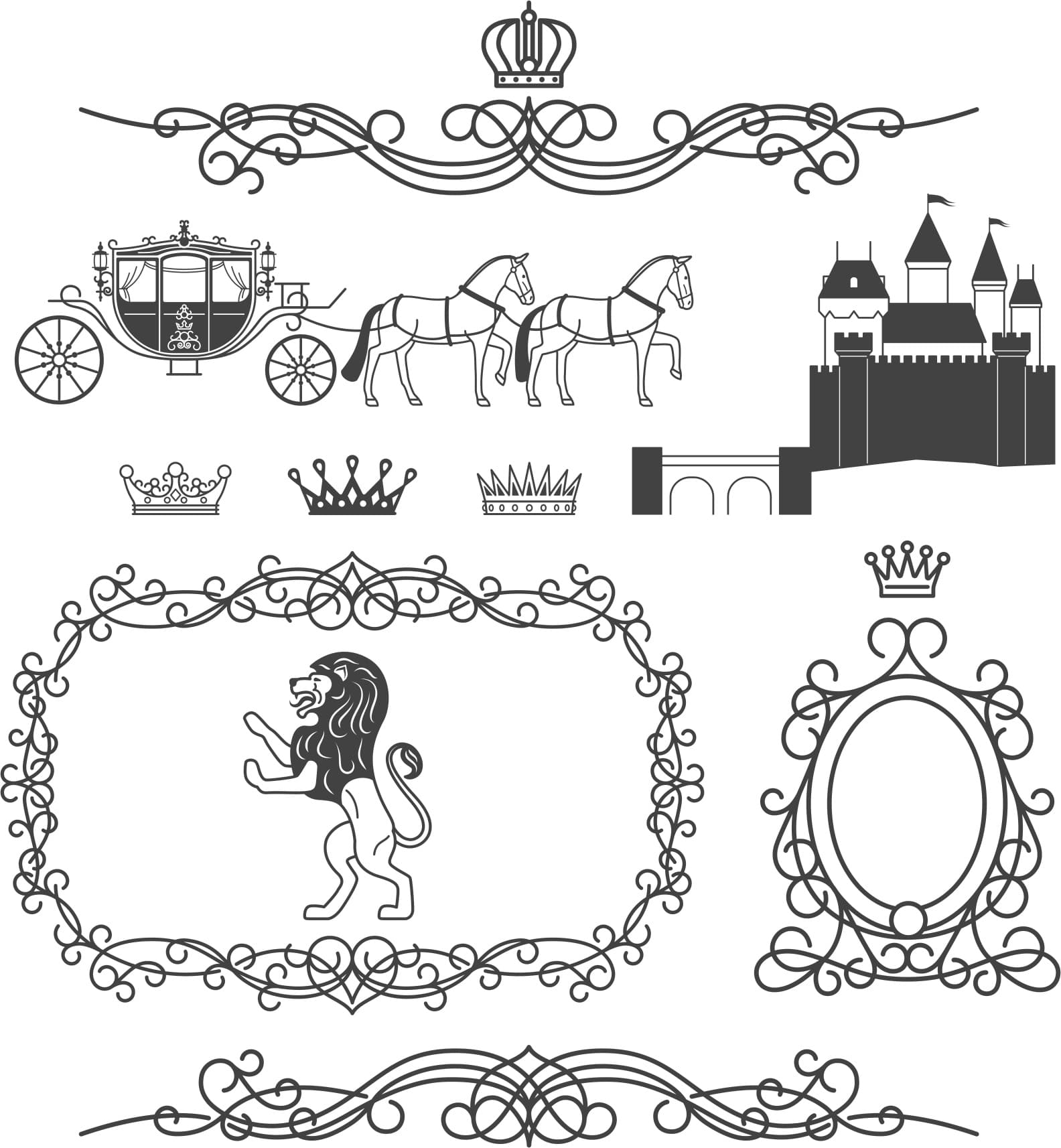 Royal Fairy Tale Vector Set for Laser Cutting, SVG DXF Files