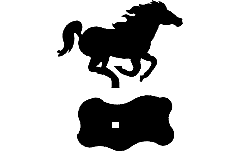 Running Horse Silhouette with Stand Vector DXF File