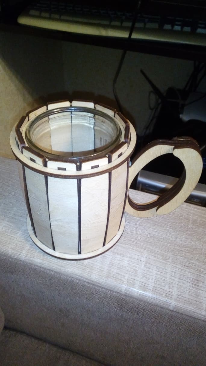 Rustic Barrel Beer Mug Holder SVG for Laser Cutting