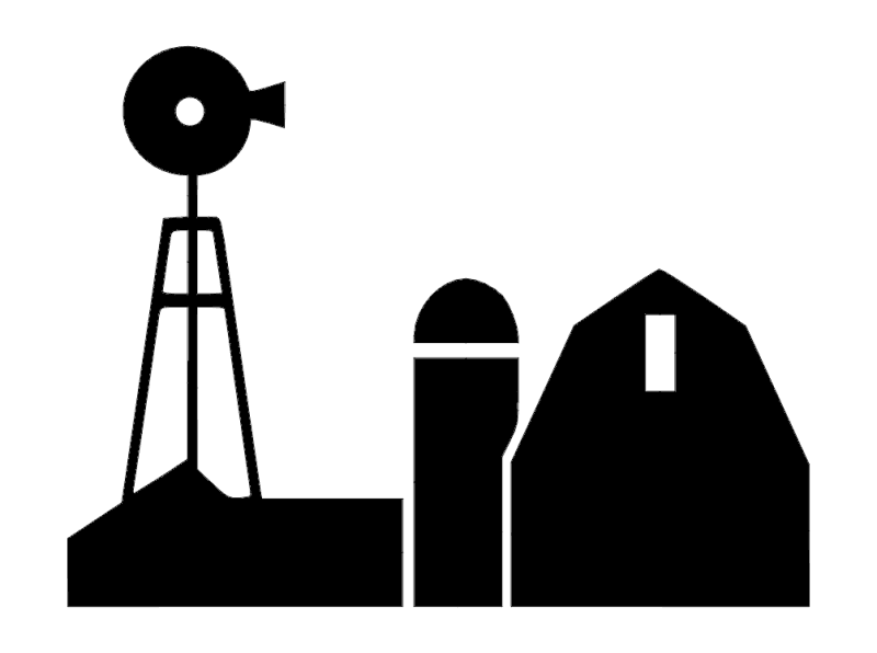 Rustic Farm Scene with Windmill Vector DXF File