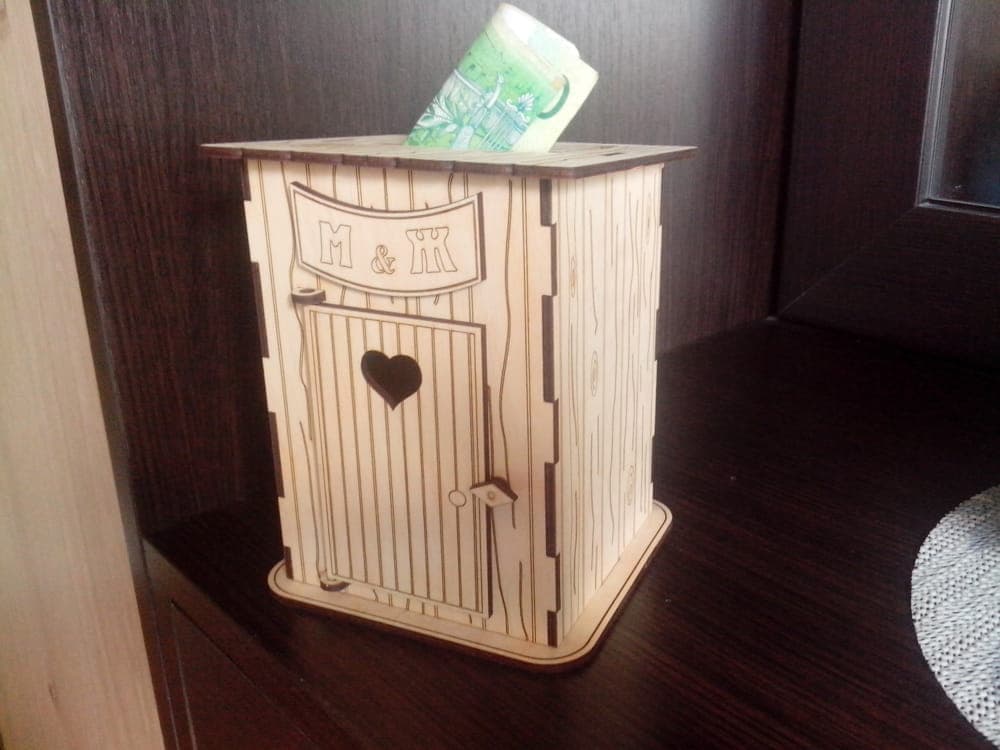 Rustic Outhouse Style Piggy Bank Laser Cut Vector File