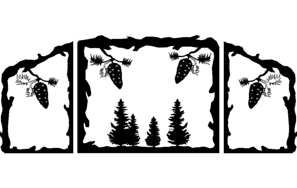 Rustic Pine Cone Fireplace Screen Vector DXF File