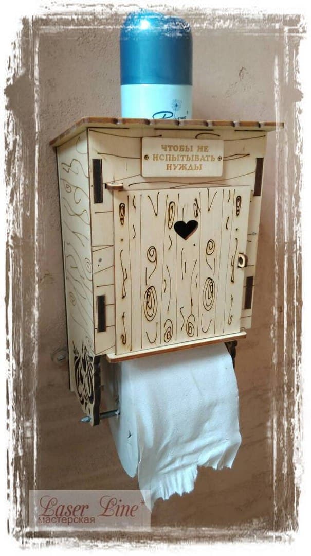 Rustic Toilet Paper Holder with Shelf Laser Cut Vector File