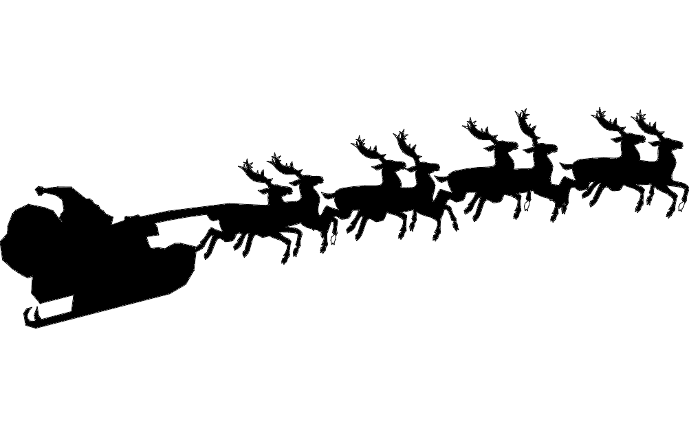 Santa Claus Sleigh with Reindeer Silhouette DXF Vector File