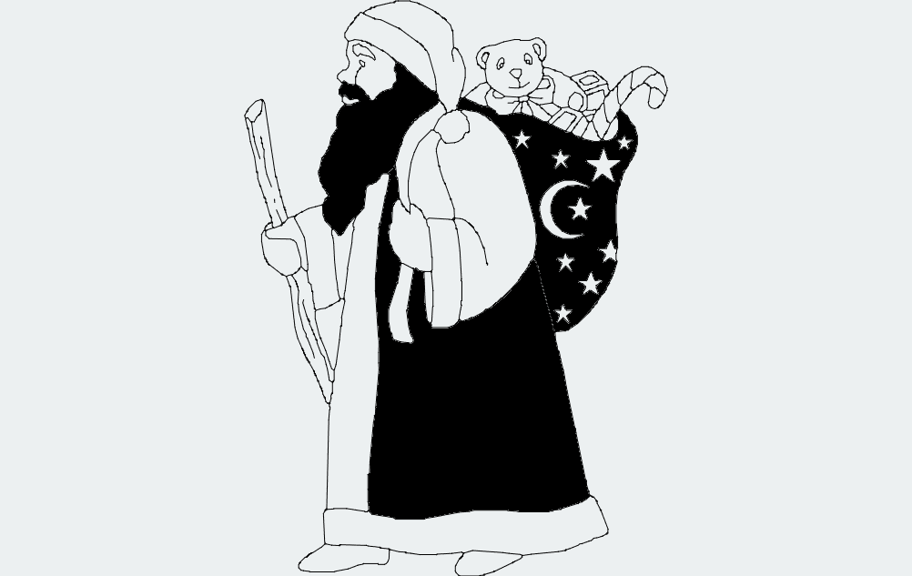 Santa Claus with Toy Sack DXF Vector File for Laser Cutting