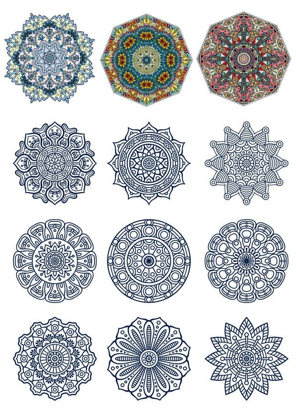 Set of 12 Intricate Mandala Vector Designs for Laser Cutting