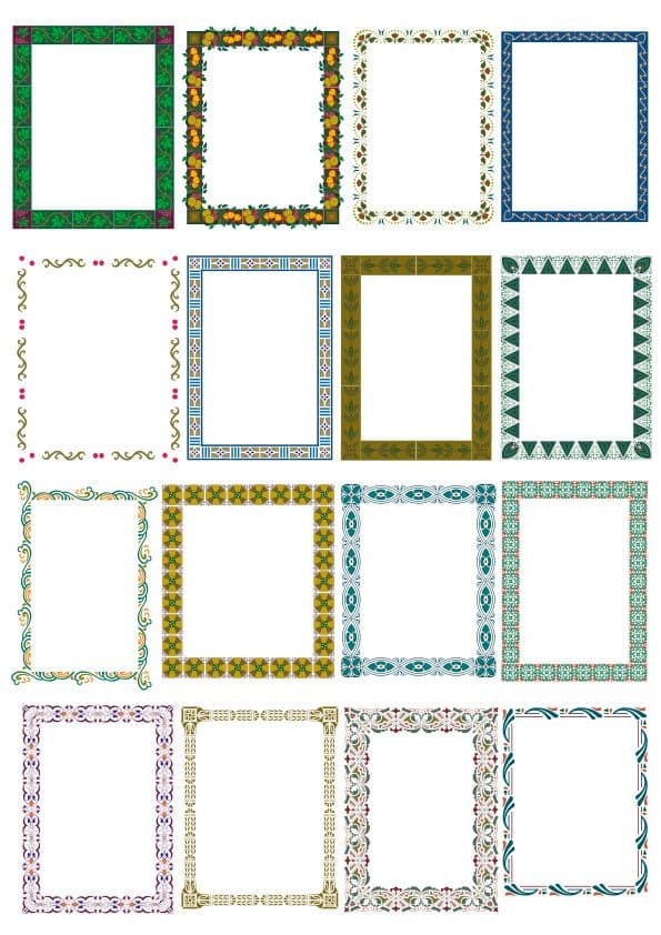 Set of 16 Decorative Floral Frame Borders Vector Files