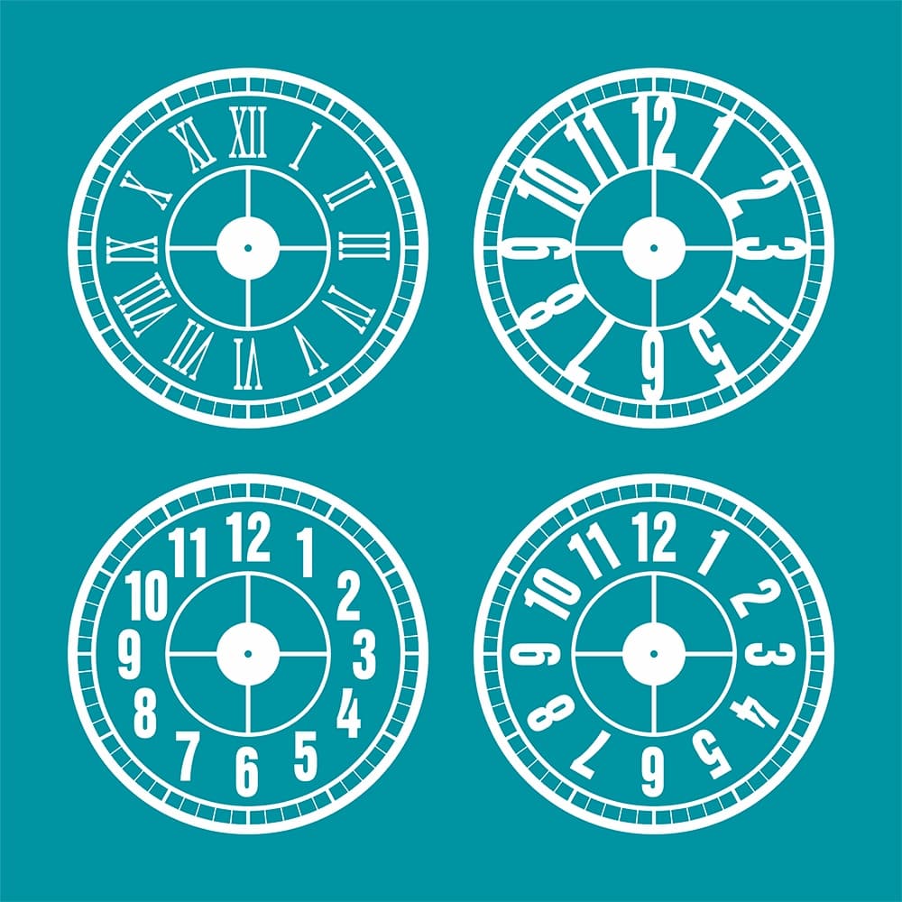 Set of 4 Decorative Clock Faces Vector Files for Laser Cutting (DXF)