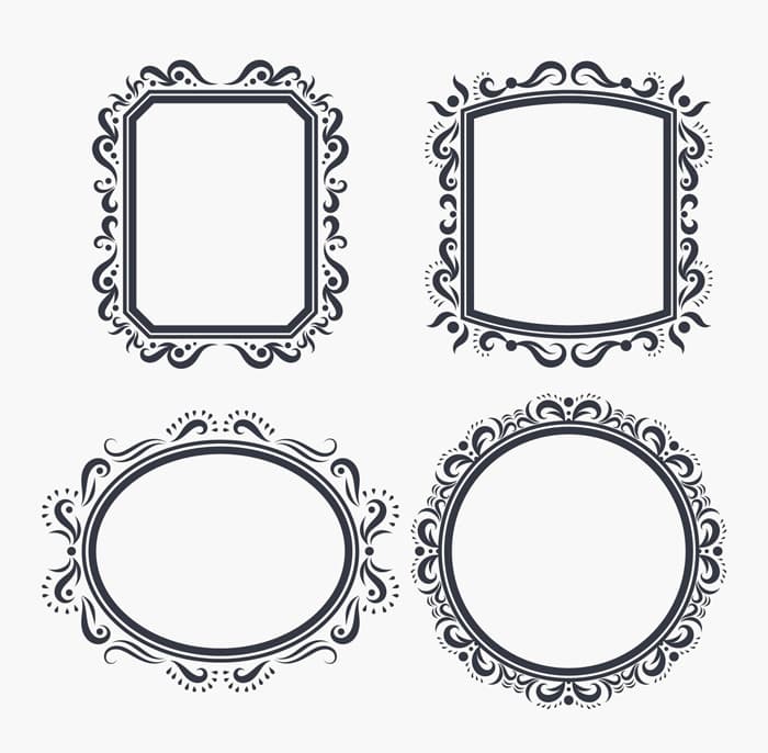 Set of 4 Ornate Vintage Decorative Frames DXF Vector Files