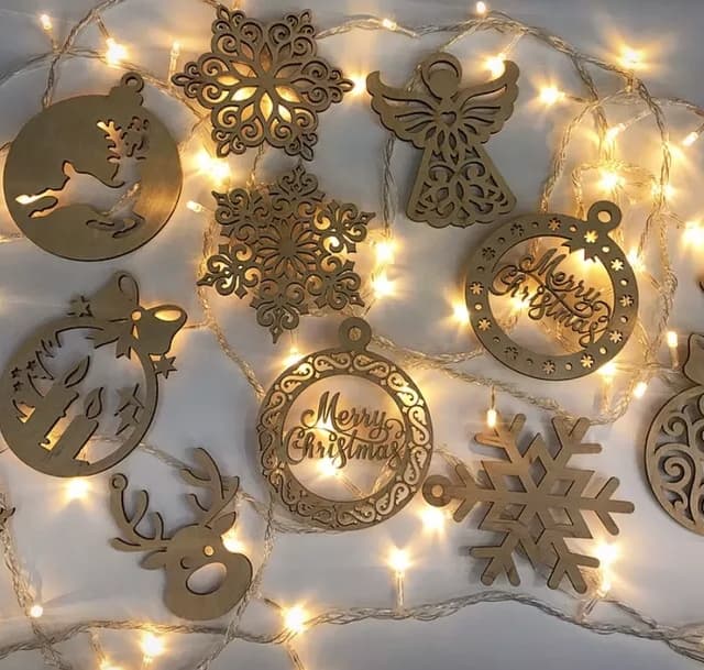 Set of Christmas Ornaments Vector for Laser Cutting