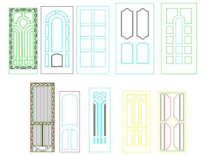 Set of Decorative Door Panel Designs for CNC Laser Cutting (DXF, CDR)
