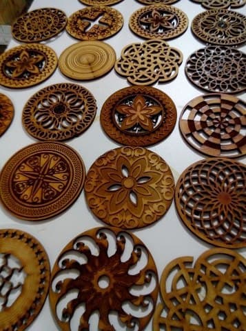 Set of Decorative Mandala Coasters Laser Cut Vector Files
