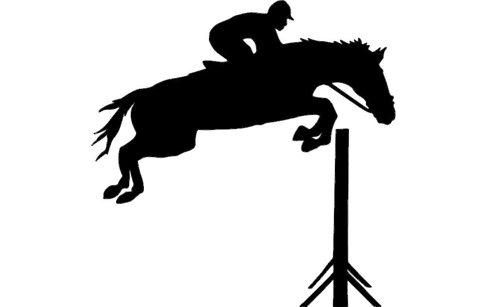 Show Jumping Horse and Rider Vector Silhouette DXF File
