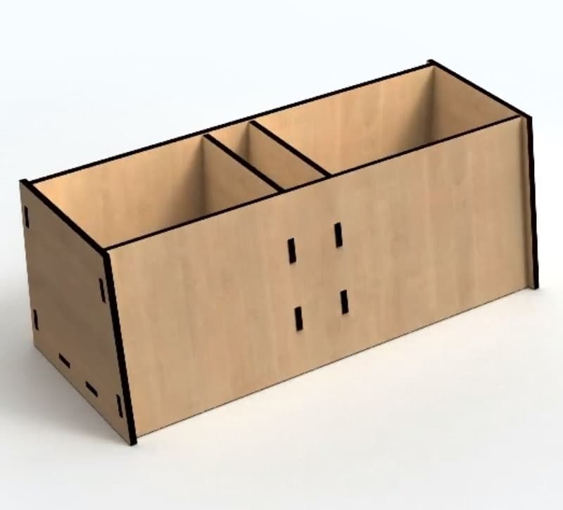 Simple Wooden Desk Organizer Box Laser Cut Vector File