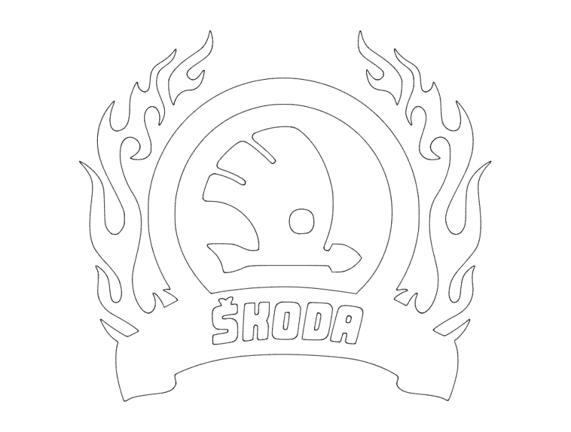 Skoda Flaming Logo Vector Design for Laser Cutting DXF