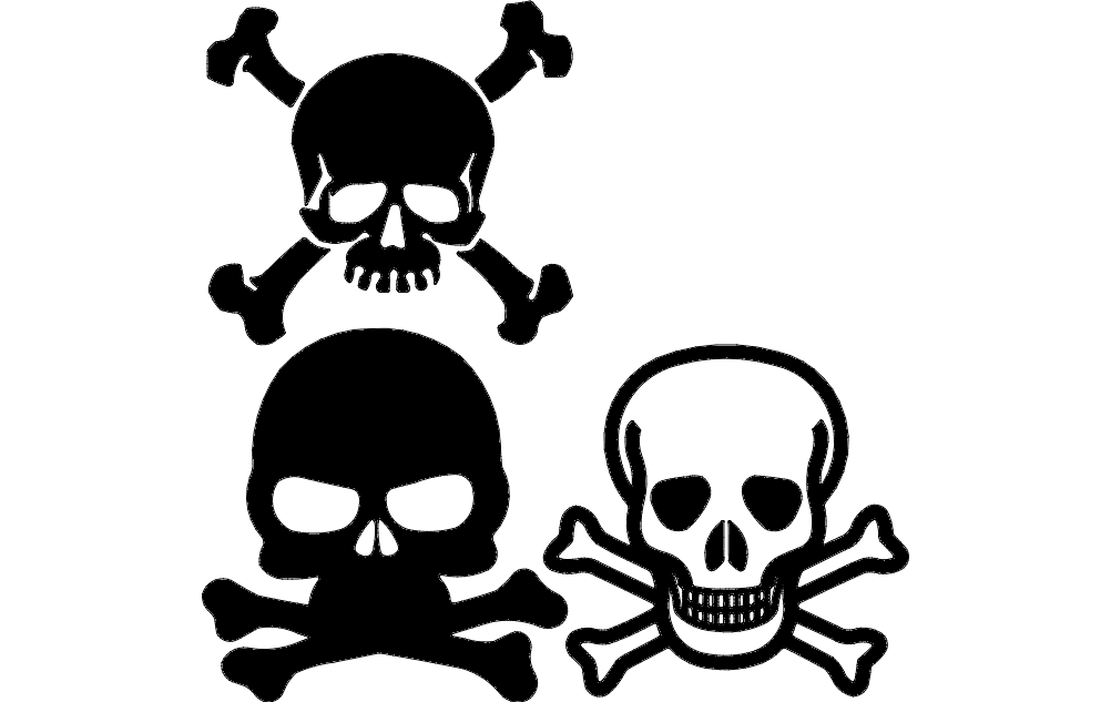 Skull and Crossbones Vector Set for Laser Cutting DXF