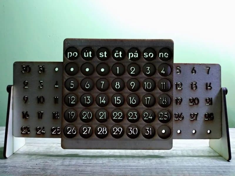 Sliding Desktop Perpetual Calendar Laser Cut Vector File