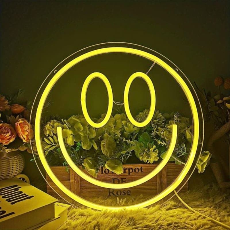Smiley Face Neon Sign Vector Design for Laser Cutting DXF