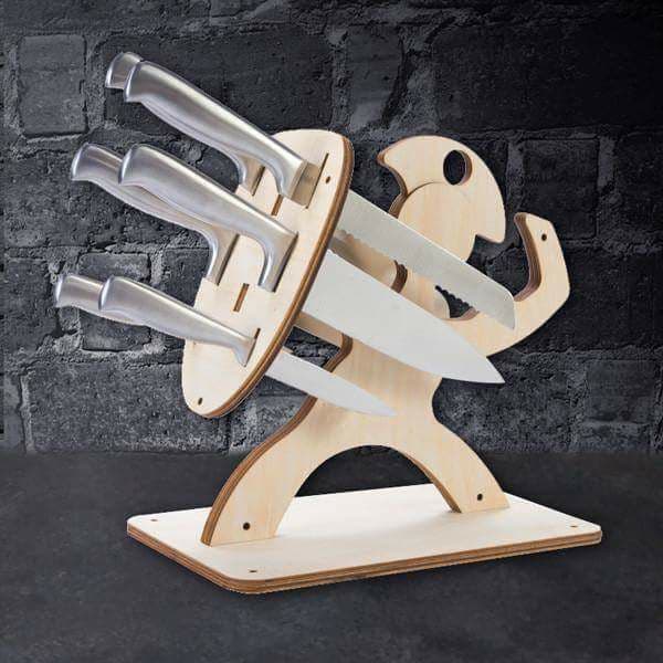 Spartan Warrior Knife Block Vector File for Laser Cutting