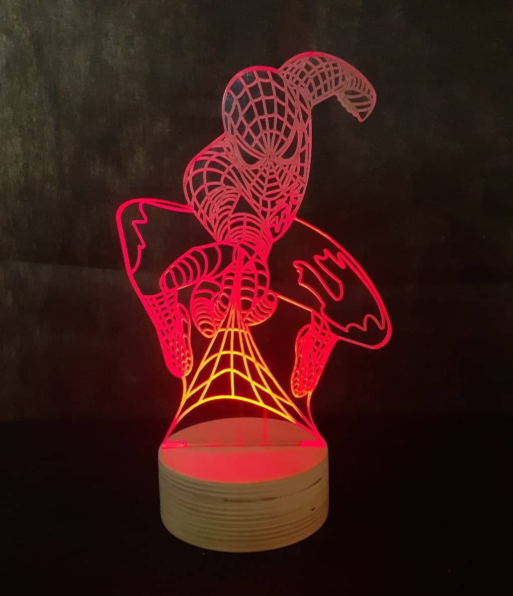 Spider-Man 3D LED Lamp Vector for Laser Cutting