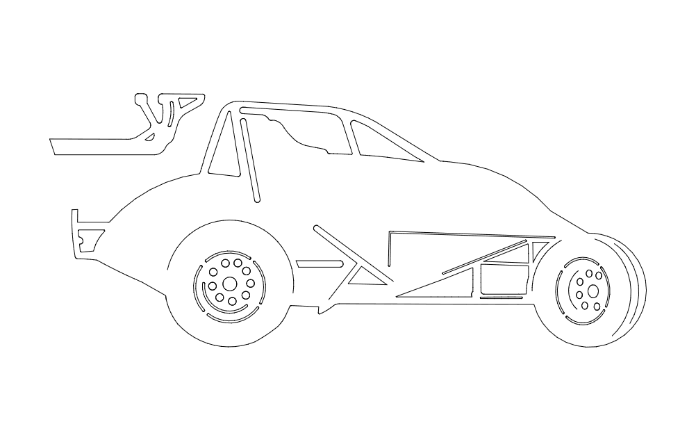 Sprint Car Vector Outline for CNC and Laser Cutting DXF