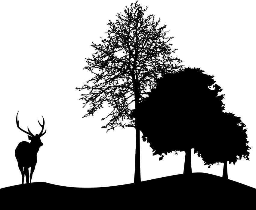 Stag in the Forest Silhouette Vector DXF for Laser Cutting