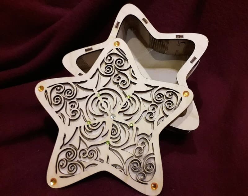 Star Shaped Decorative Gift Box Laser Cut DXF File
