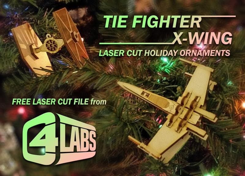 Star Wars TIE Fighter and X-Wing Ornament Laser Cut Files