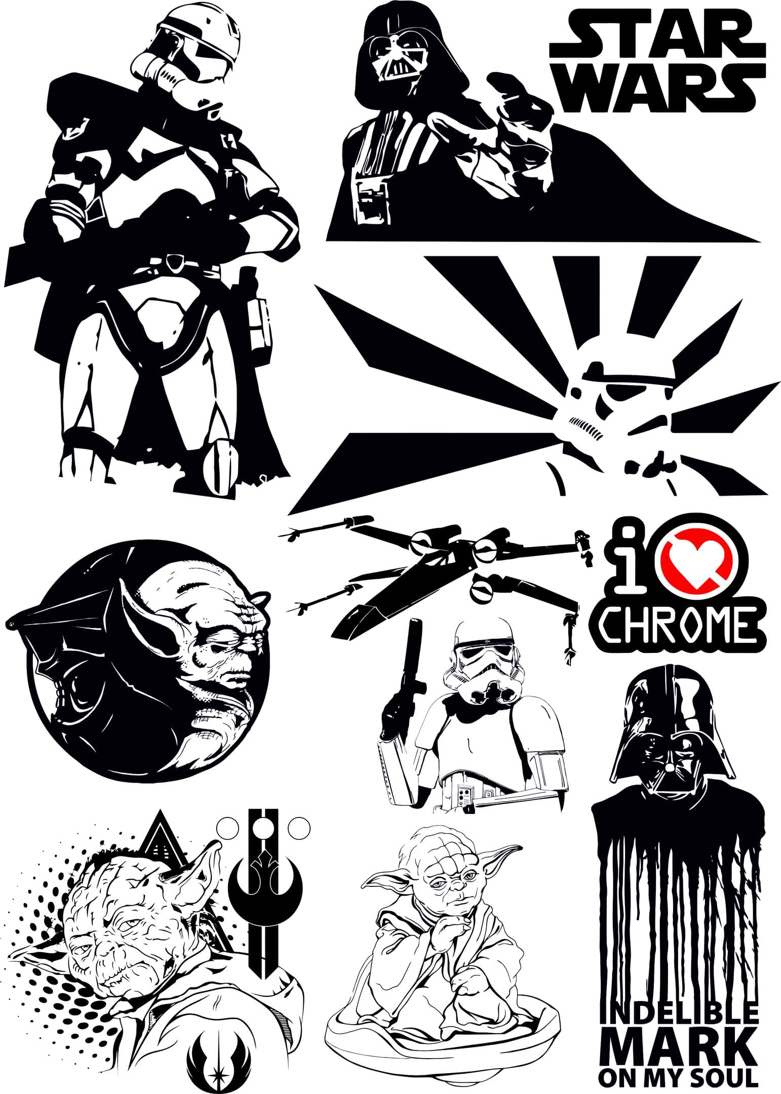 Star Wars Vector Pack for Laser Cutting and Vinyl Cutting