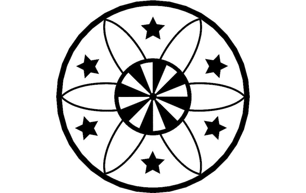 Starry Floral Clock Face Vector Design (DXF)