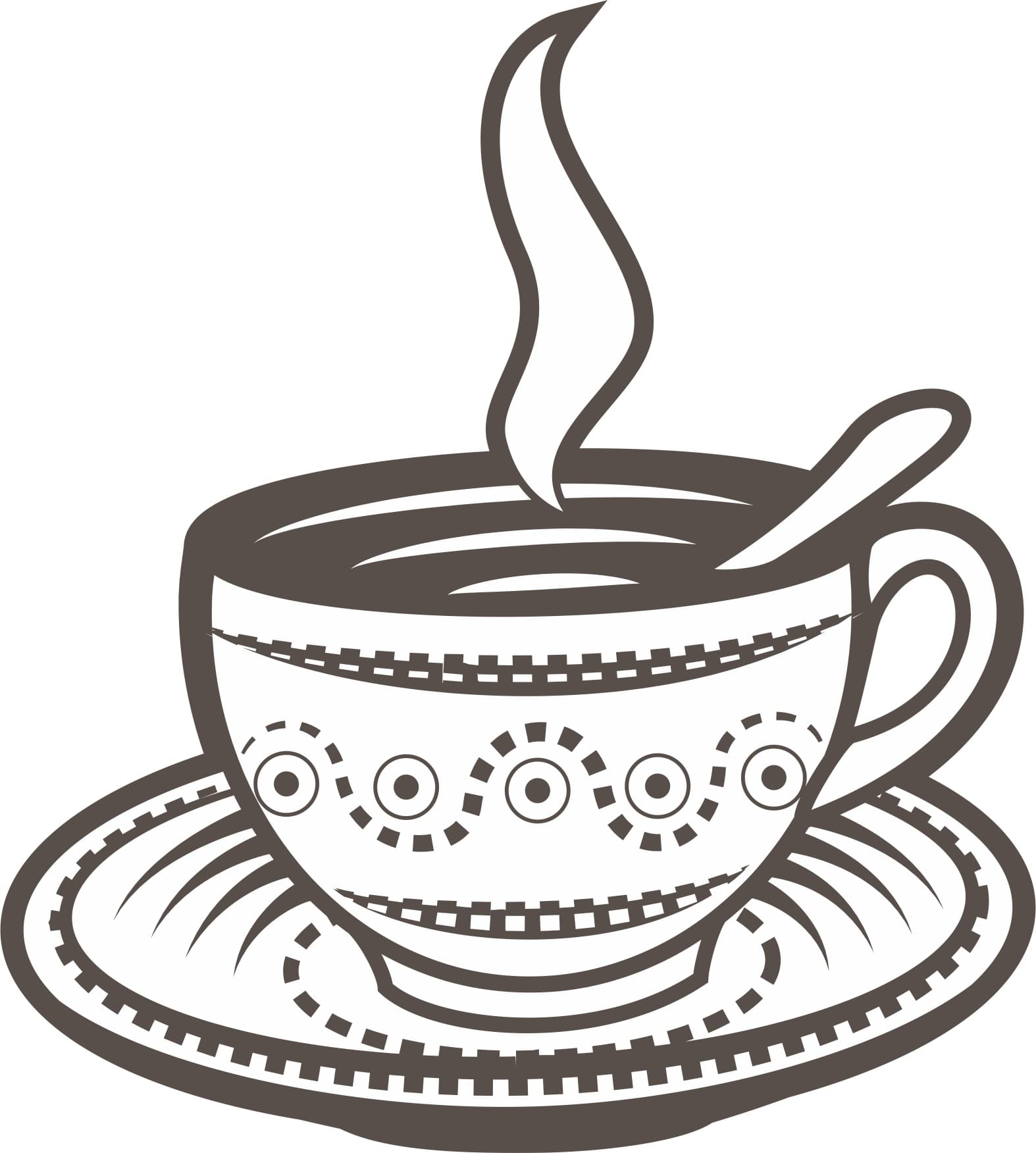Steaming Coffee Cup Silhouette Vector File for Laser Cutting