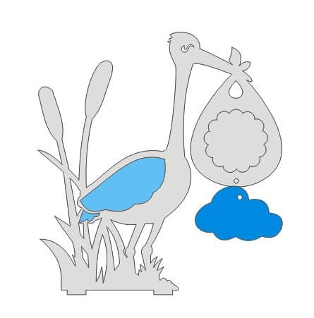 Stork with Baby Bundle Vector Design for Laser Cutting