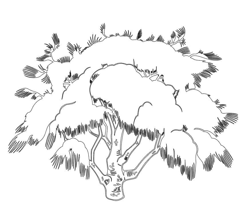 Stylized Decorative Tree Vector Line Art - DXF File