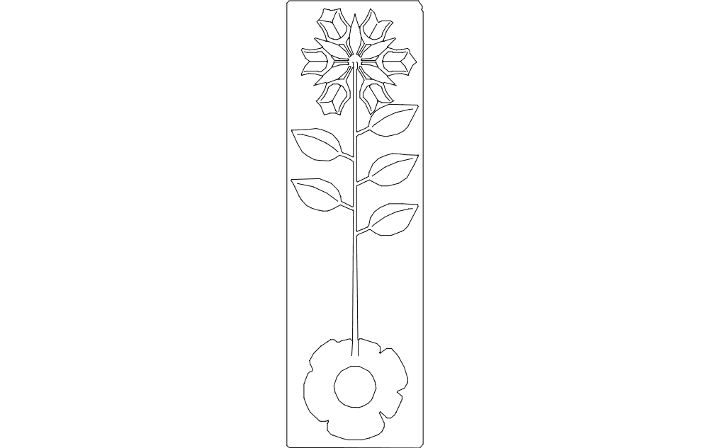Stylized Floral Stem DXF Vector for Laser Cutting